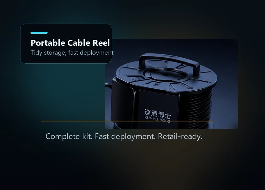 Portable cable reel and fishing camera kit visual